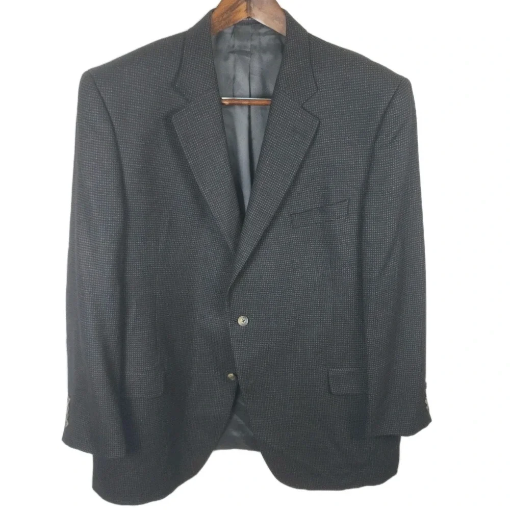 Cremieux Loro Piana Wool Sport Coat Mens 50L Charcoal Gray Birdseye Office Event